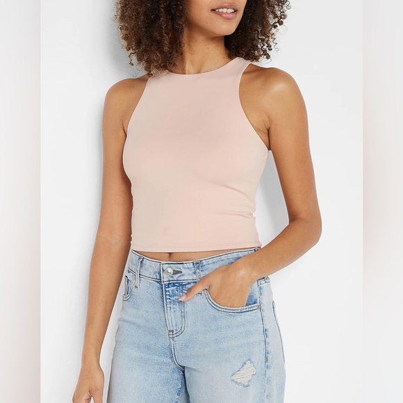 Express Tops Express Light Pink Tank Top Body Contour High